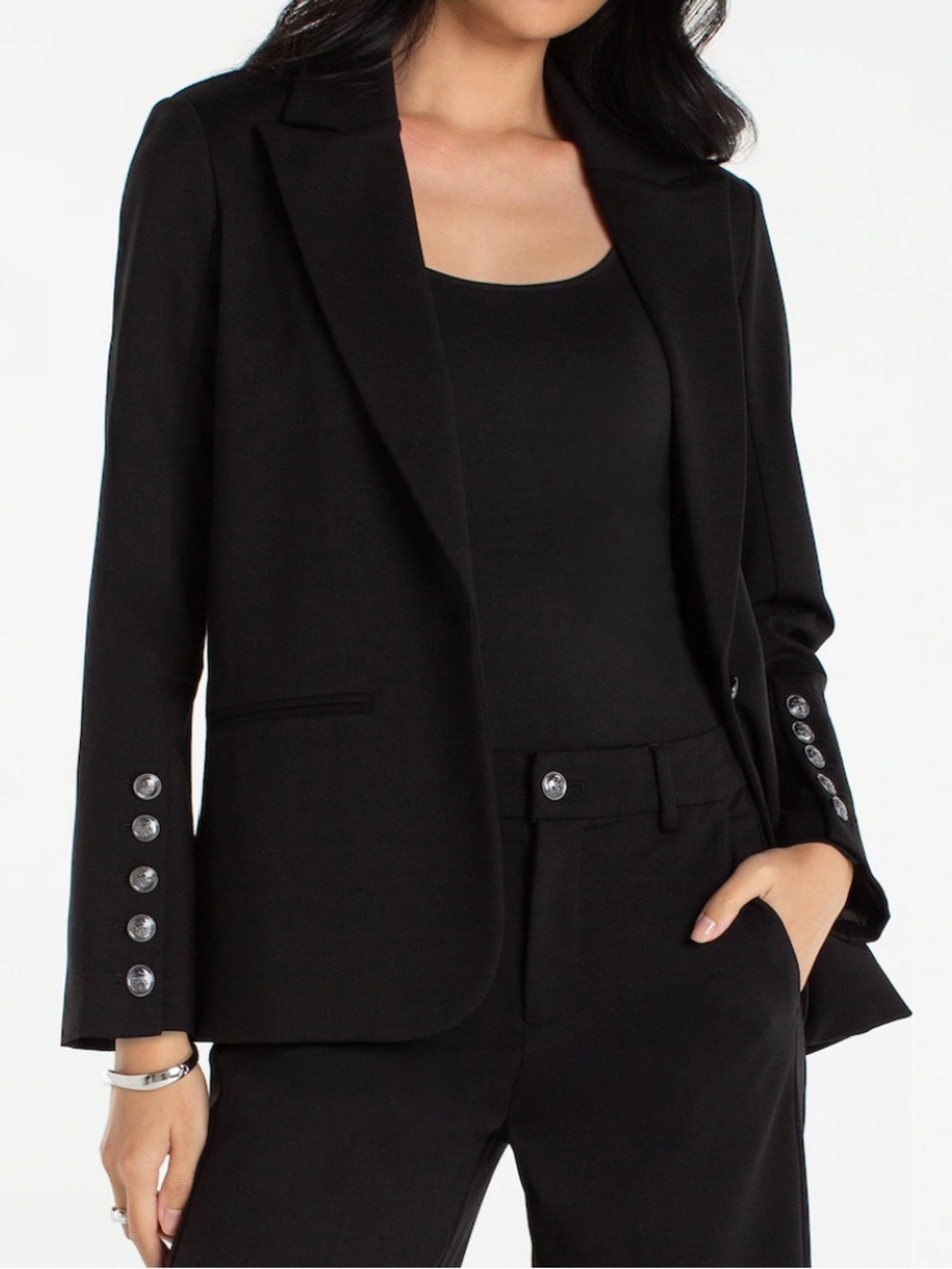 Liverpool Black Single-Button Notch Lapel Blazer